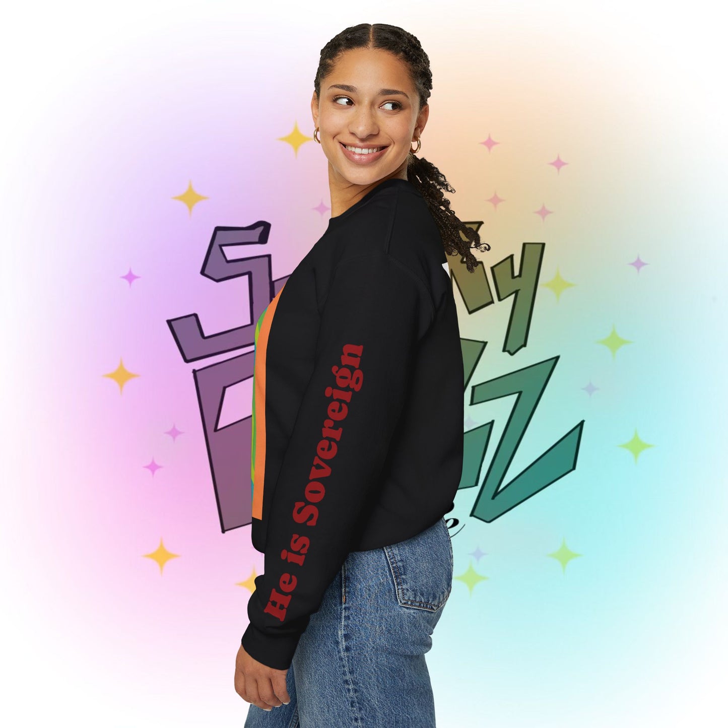 Wanna Pray? Heart Graphic Crewneck Sweatshirt — Retro Silhouette Faith Pullover