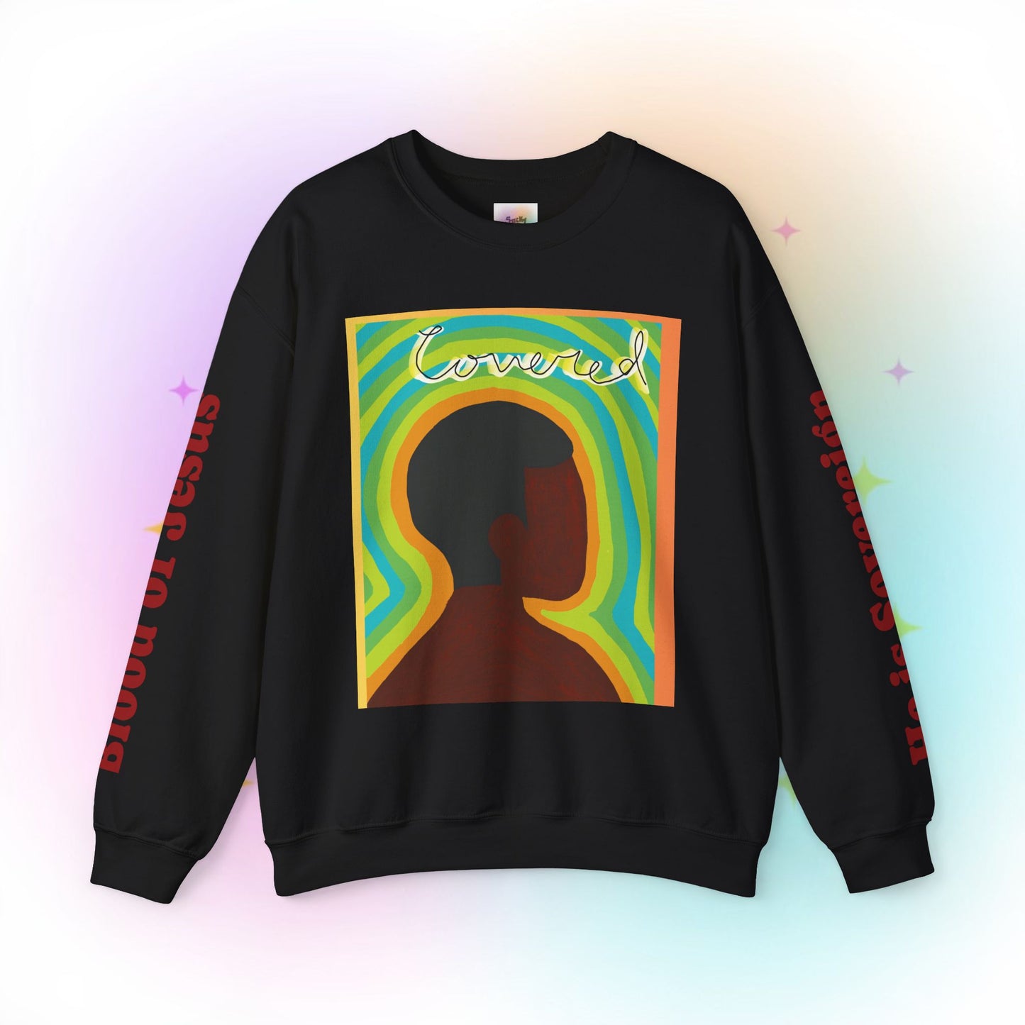 Wanna Pray? Heart Graphic Crewneck Sweatshirt — Retro Silhouette Faith Pullover