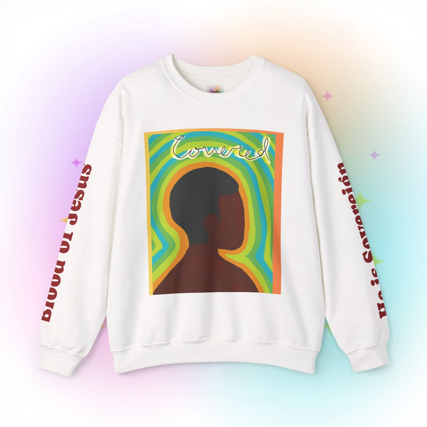 Wanna Pray? Heart Graphic Crewneck Sweatshirt — Retro Silhouette Faith Pullover