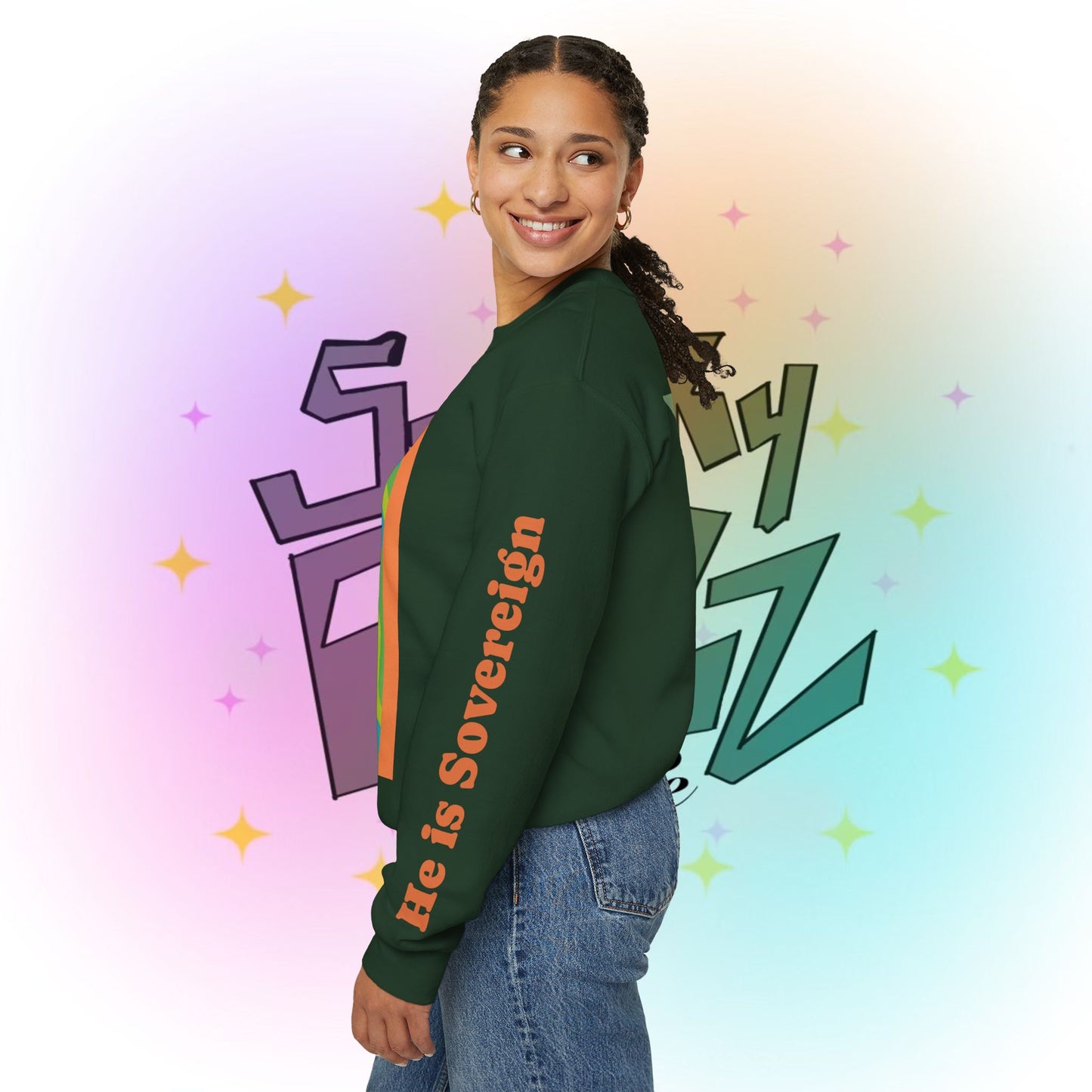 Wanna Pray? Heart Graphic Crewneck Sweatshirt — Retro Silhouette Faith Pullover