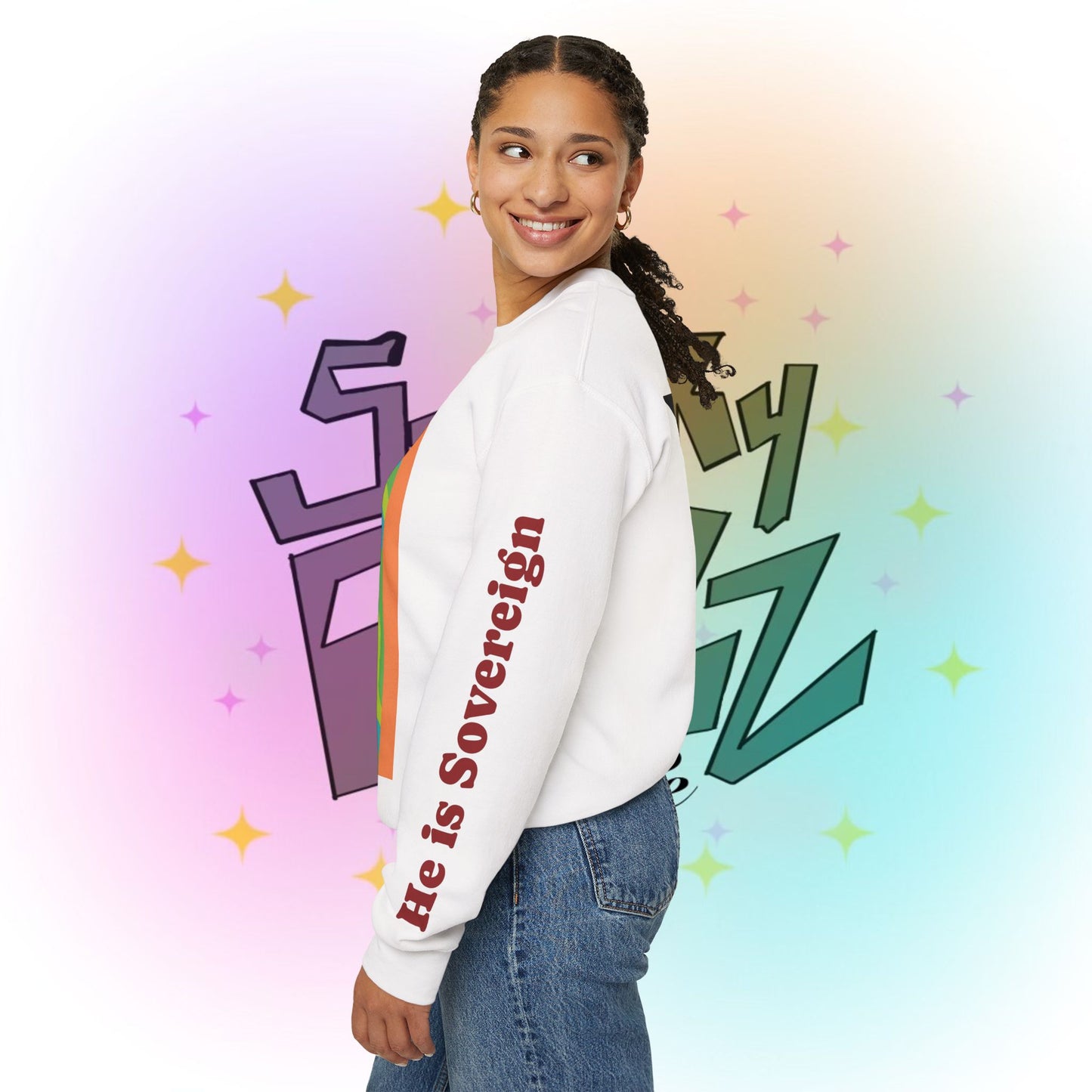 Wanna Pray? Heart Graphic Crewneck Sweatshirt — Retro Silhouette Faith Pullover