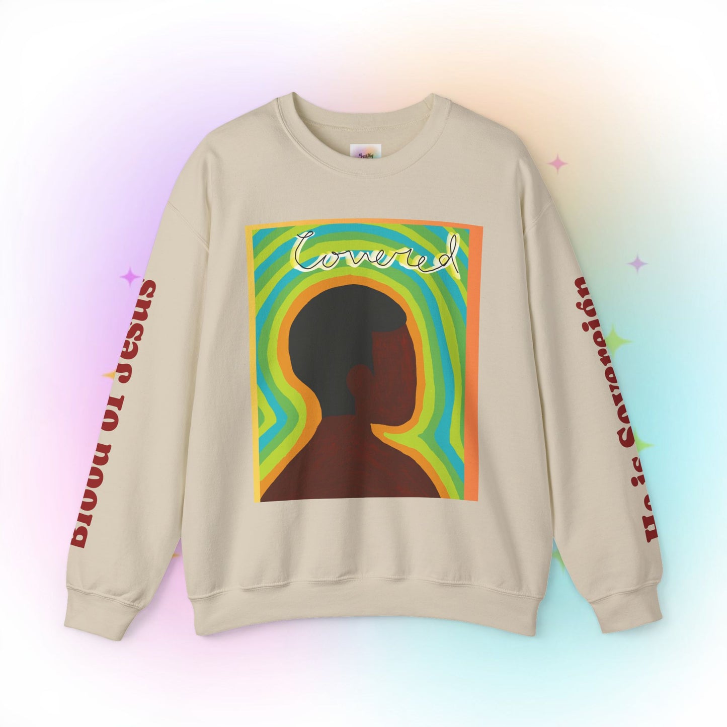 Wanna Pray? Heart Graphic Crewneck Sweatshirt — Retro Silhouette Faith Pullover