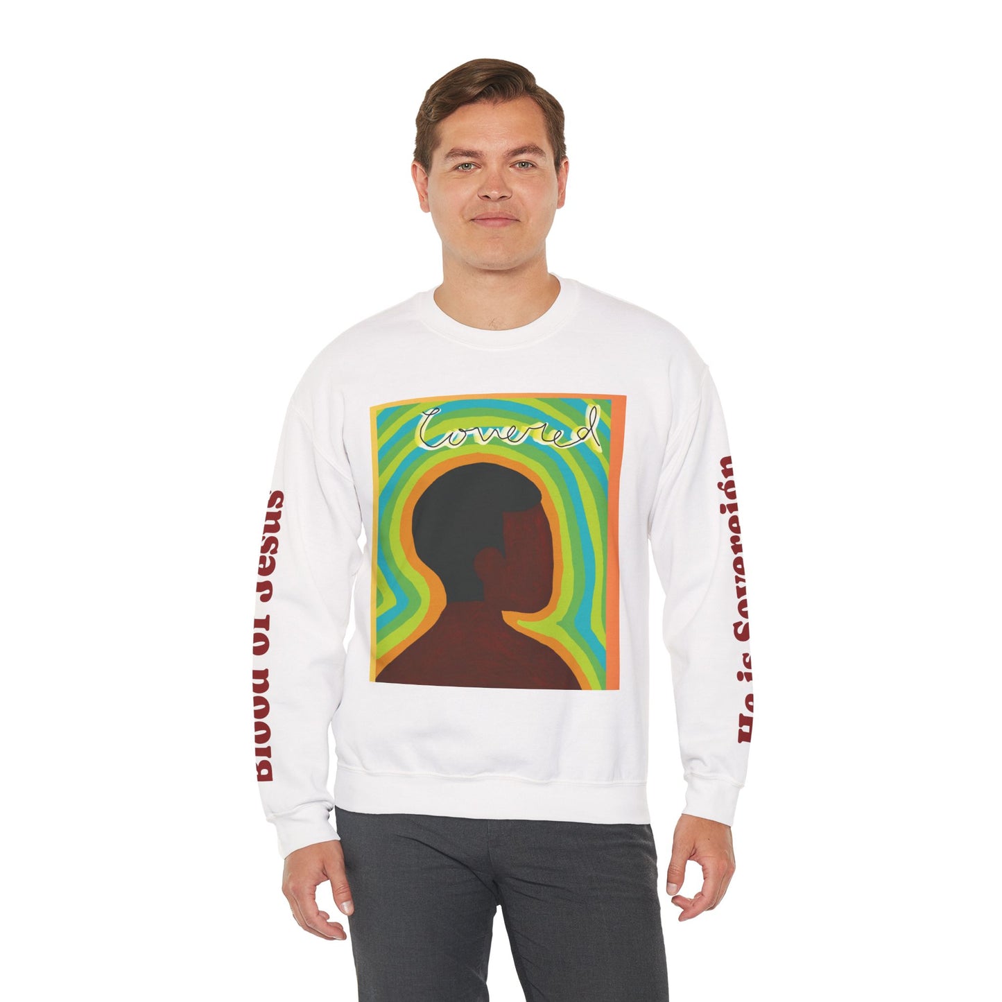 Wanna Pray? Heart Graphic Crewneck Sweatshirt — Retro Silhouette Faith Pullover