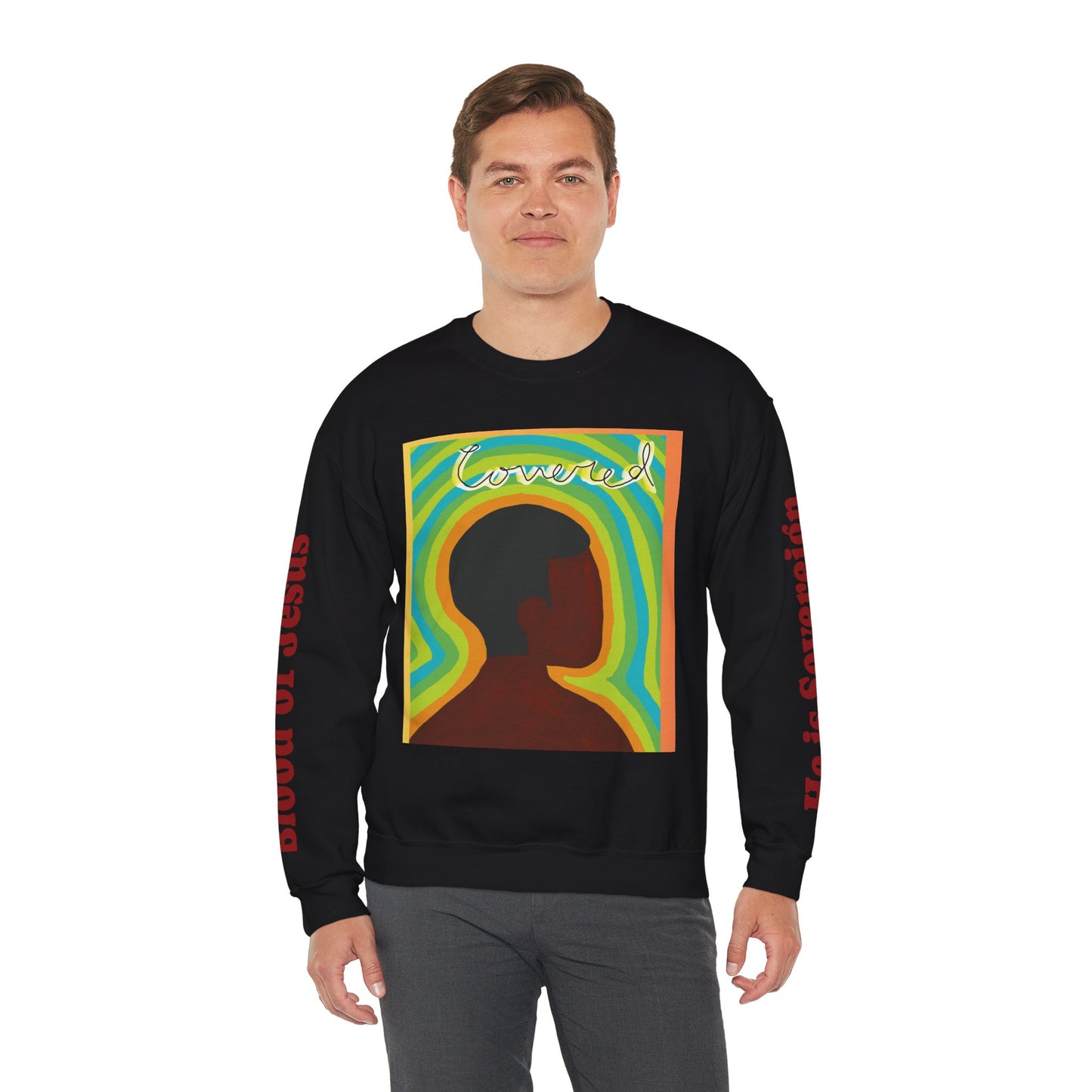 Wanna Pray? Heart Graphic Crewneck Sweatshirt — Retro Silhouette Faith Pullover