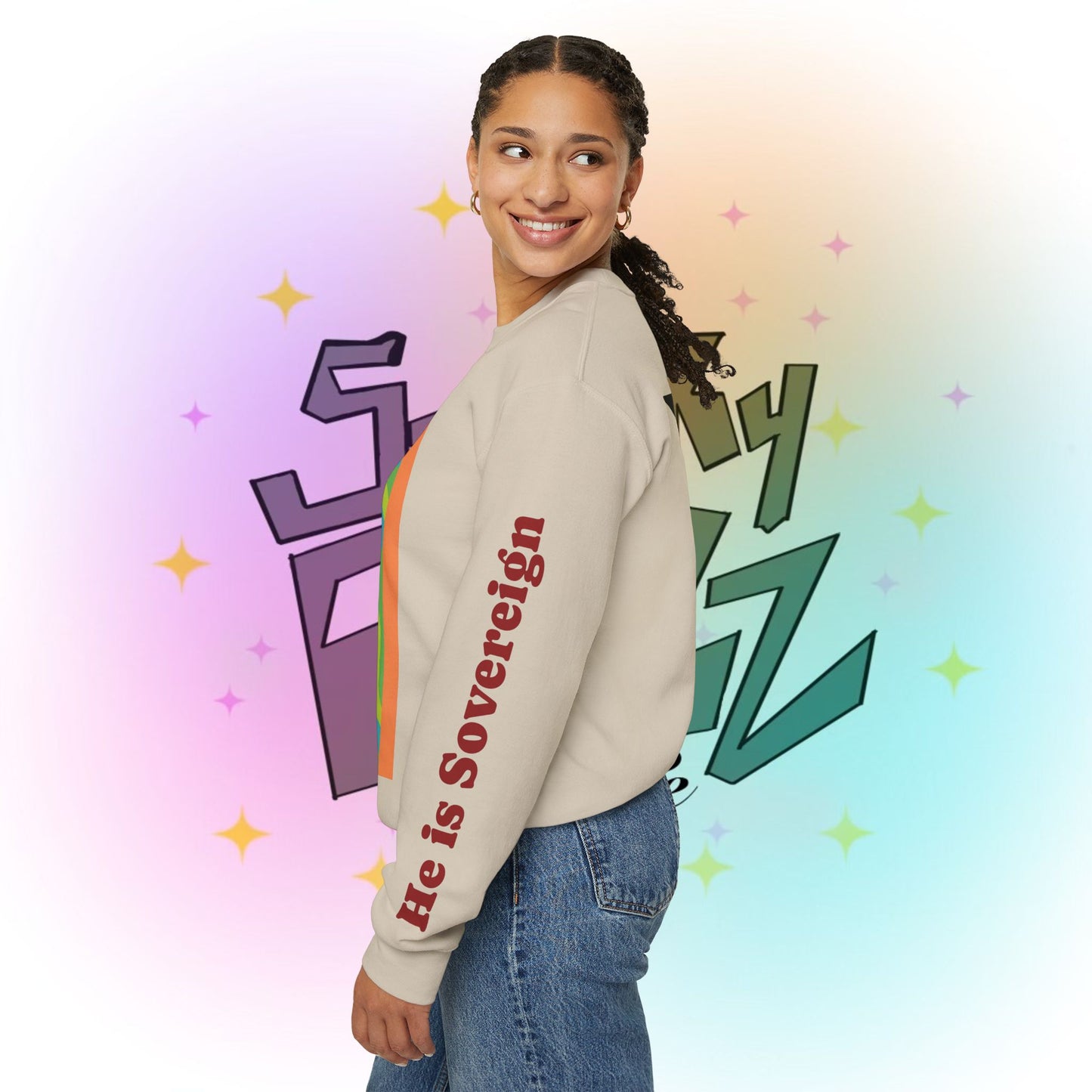 Wanna Pray? Heart Graphic Crewneck Sweatshirt — Retro Silhouette Faith Pullover